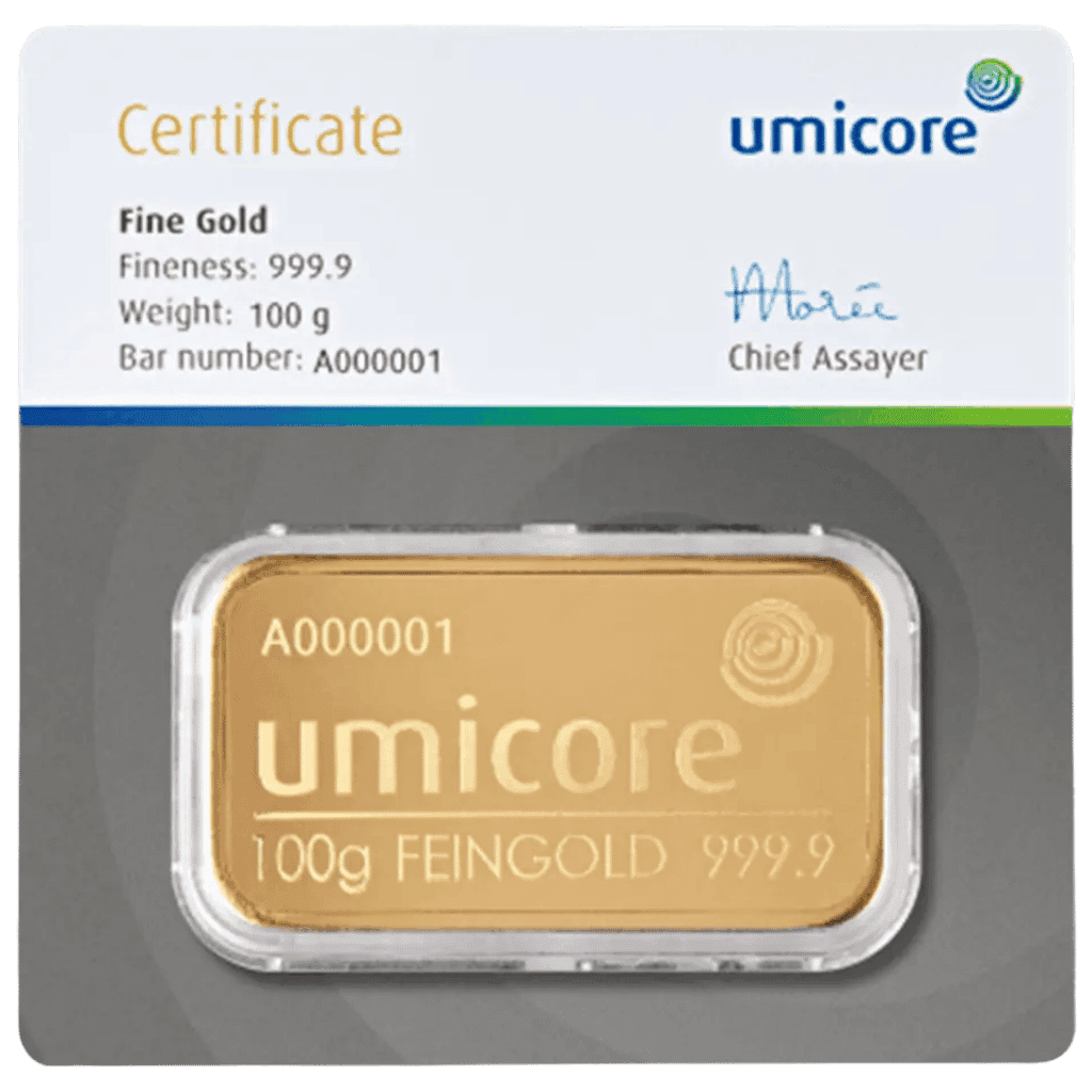 100 gram goudbaar Umicore