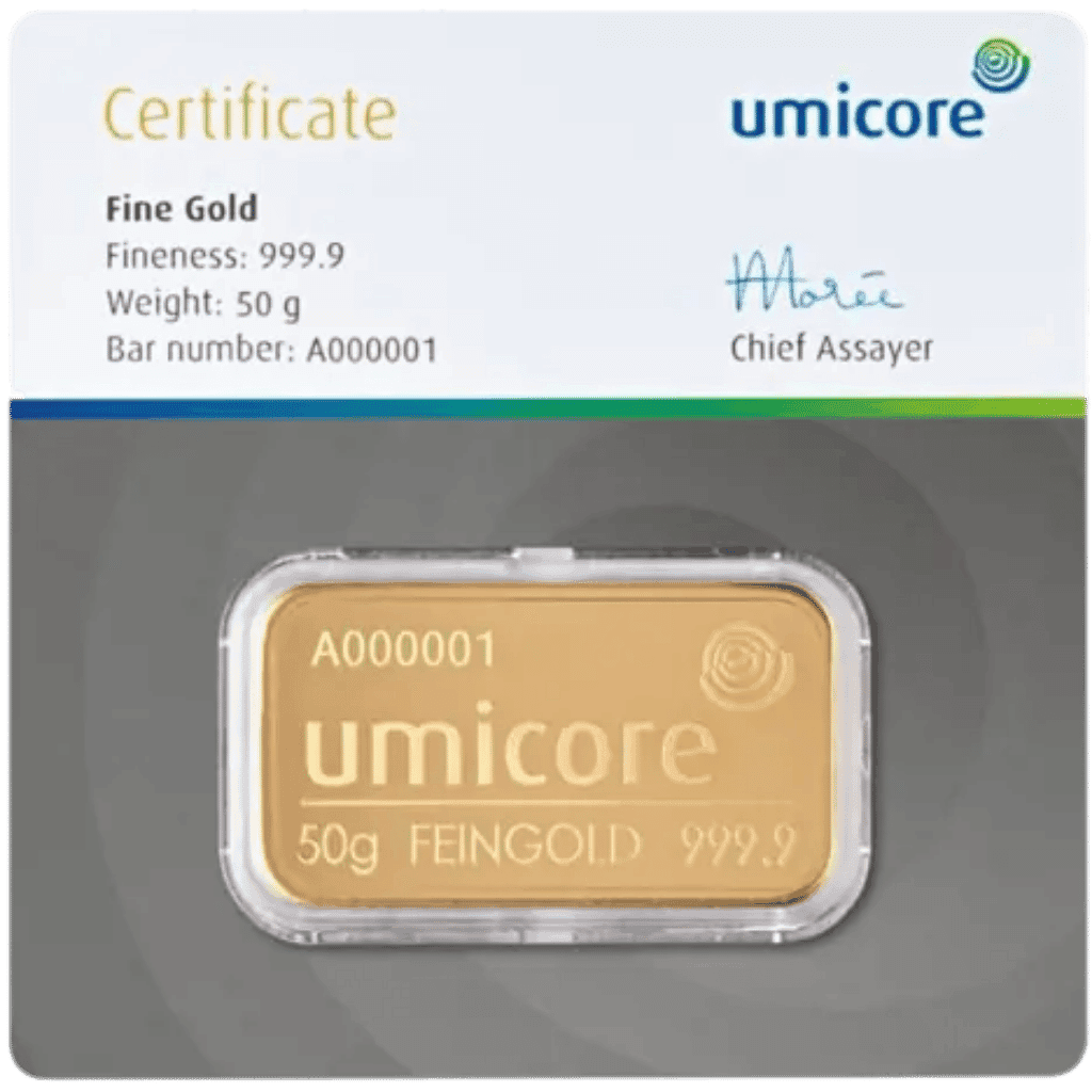 50 gram goudbaar Umicore